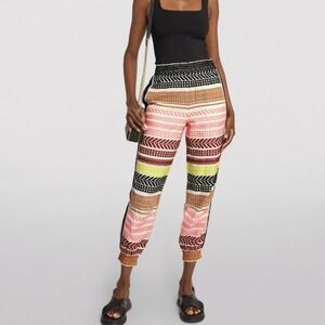 alice + olivia Courtney Pants Jogger Embroidered Cotton High Waist Multi M NWT